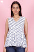 Cambric Cotton Top in Floral Block Print
